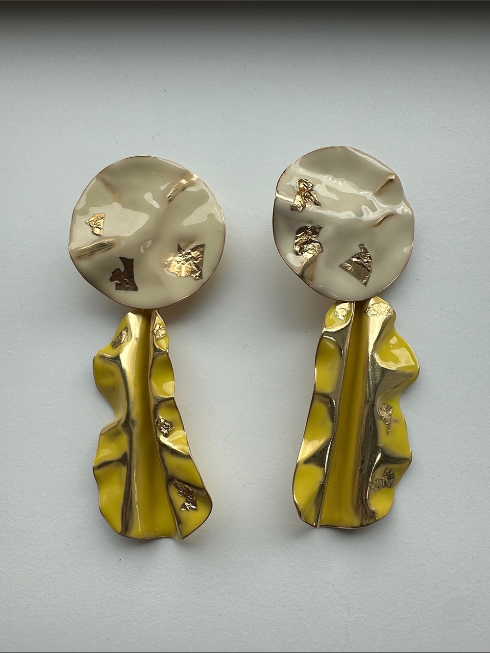 Rachel Comey Yellow & Cream Gold-Detail Drop Earrings